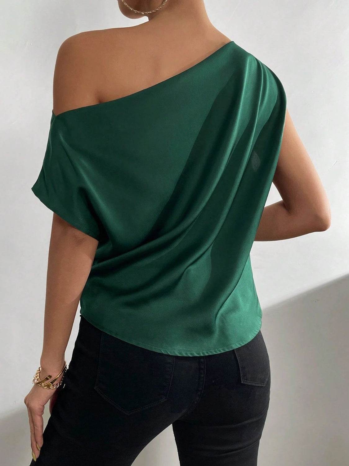 Ruched Single Shoulder Blouse - Purcell's Clothing Company