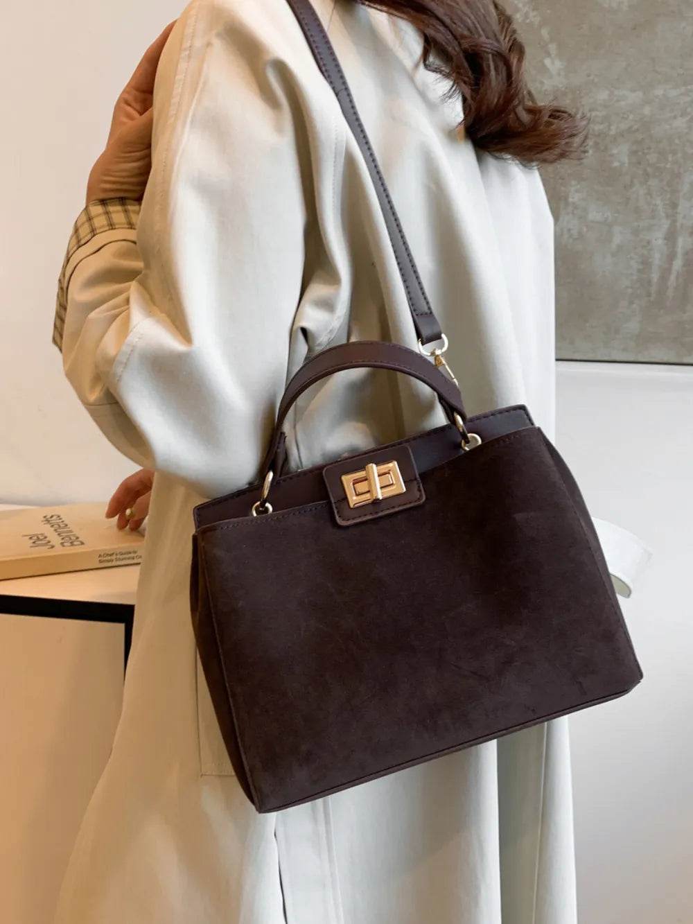Solid Color Handbag with Removable Strap - Purcell's Clothing Company