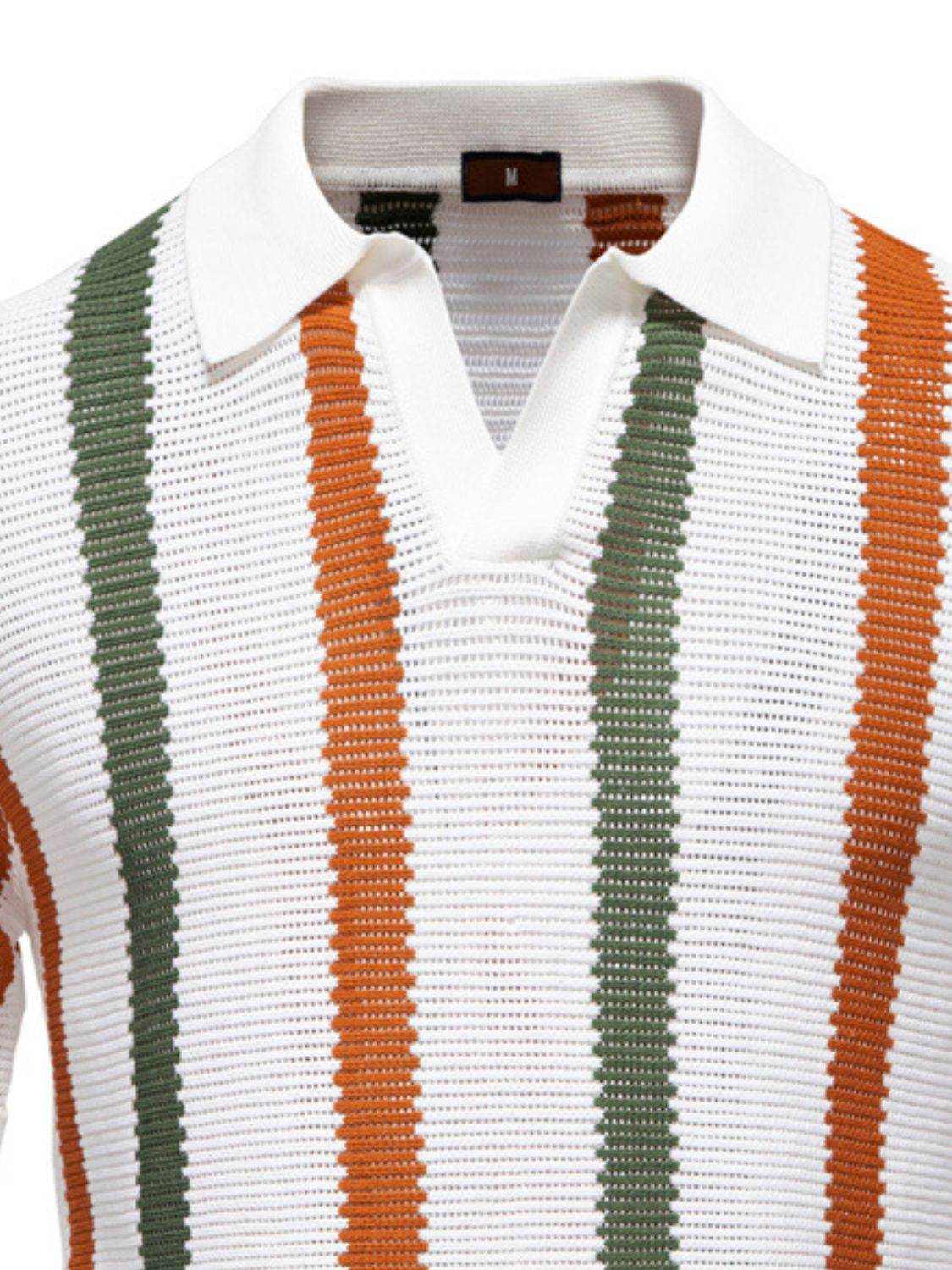Collared Neck Striped Knit Polo - Purcell's Clothing Company