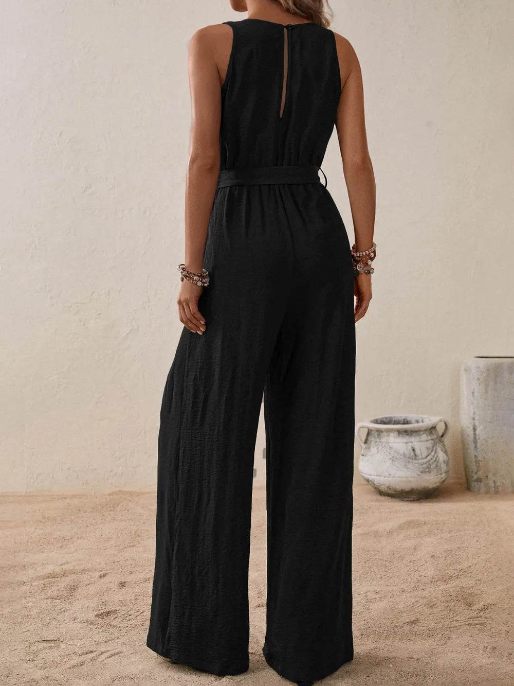 Honey Tied Surplice Sleeveless Wide Leg Jumpsuit - Purcell's Clothing Company