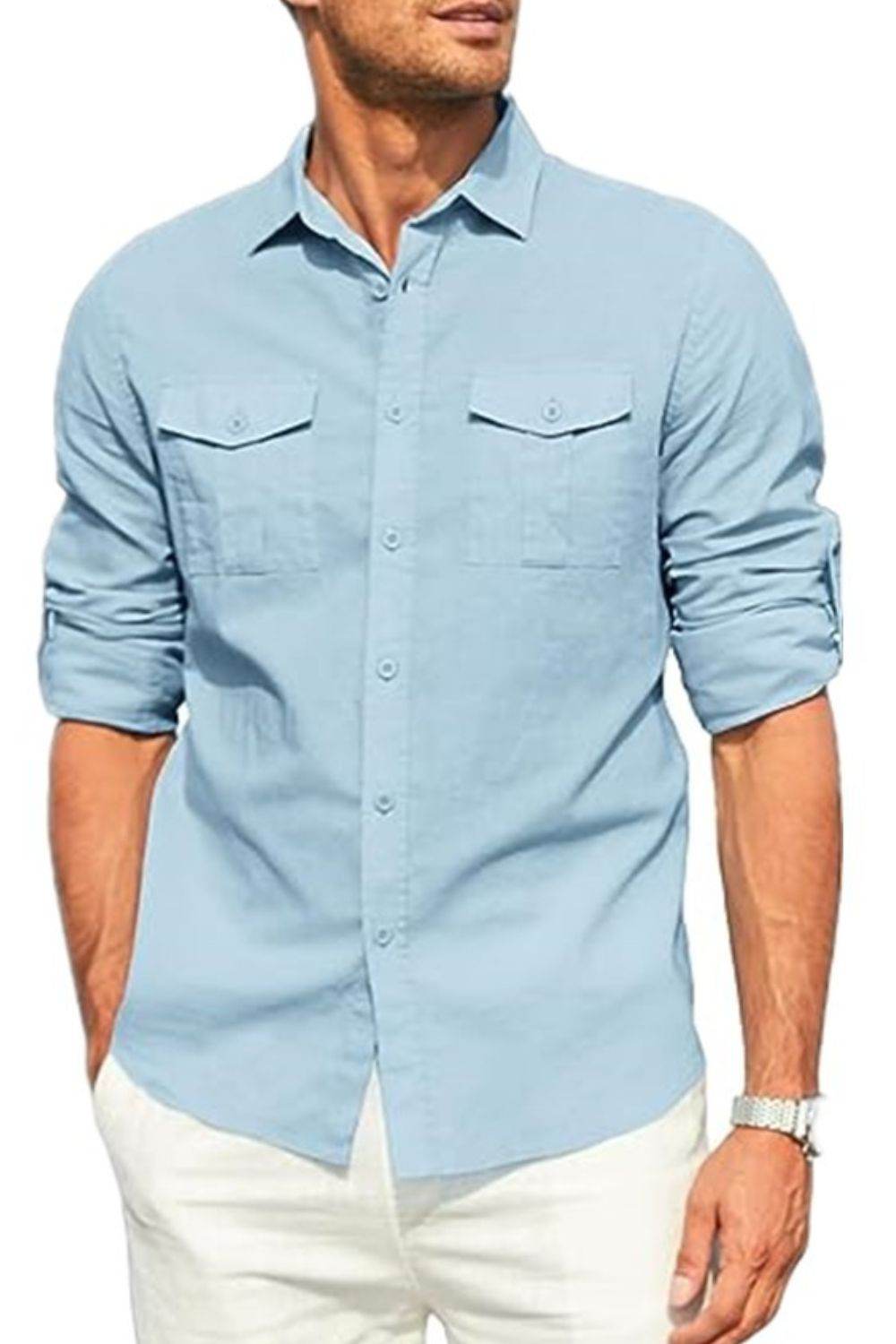 Button Down Collared Neck Long Sleeve Shirt - Purcell's Clothing Company