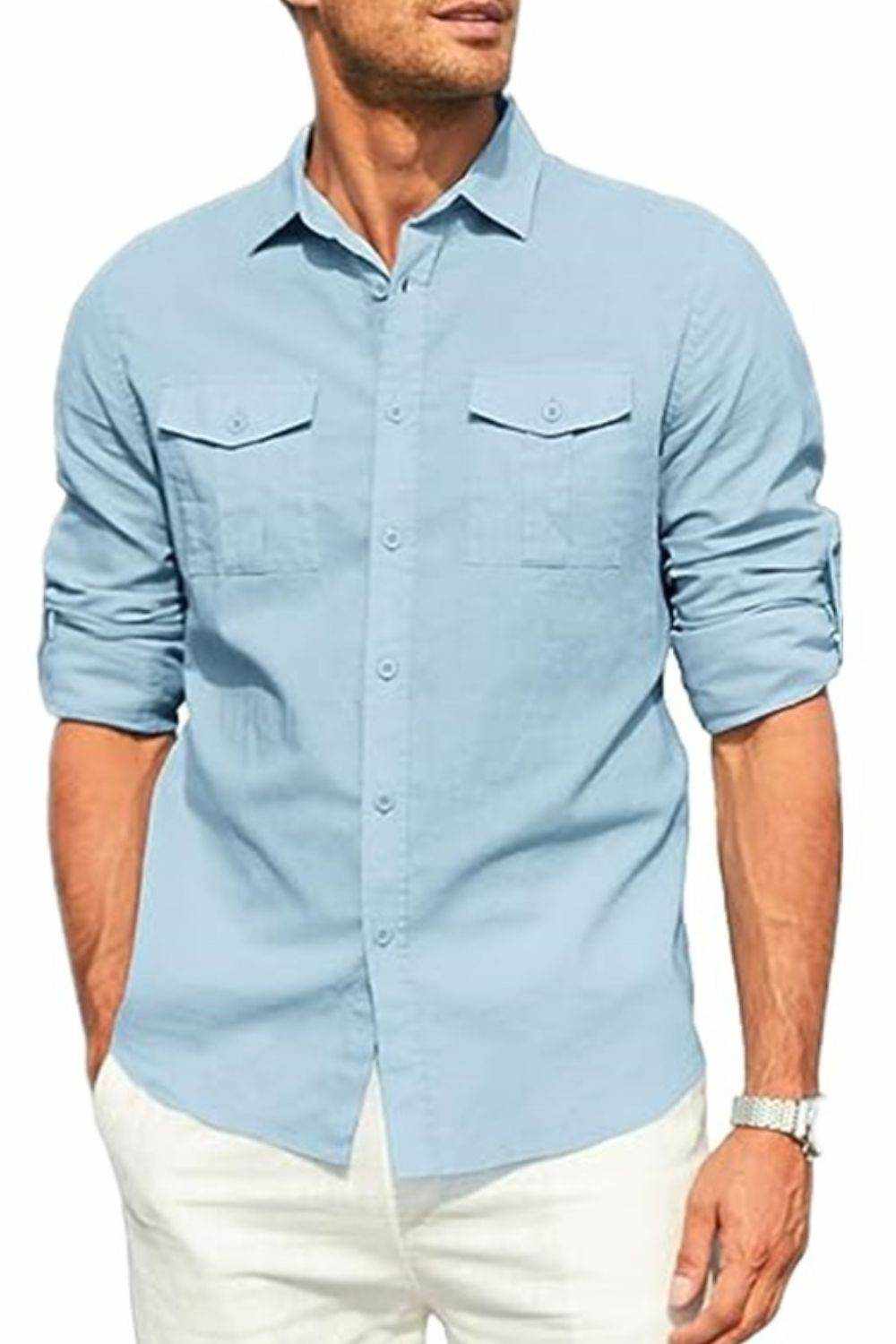 Button Down Collared Neck Long Sleeve Shirt - Purcell's Clothing Company