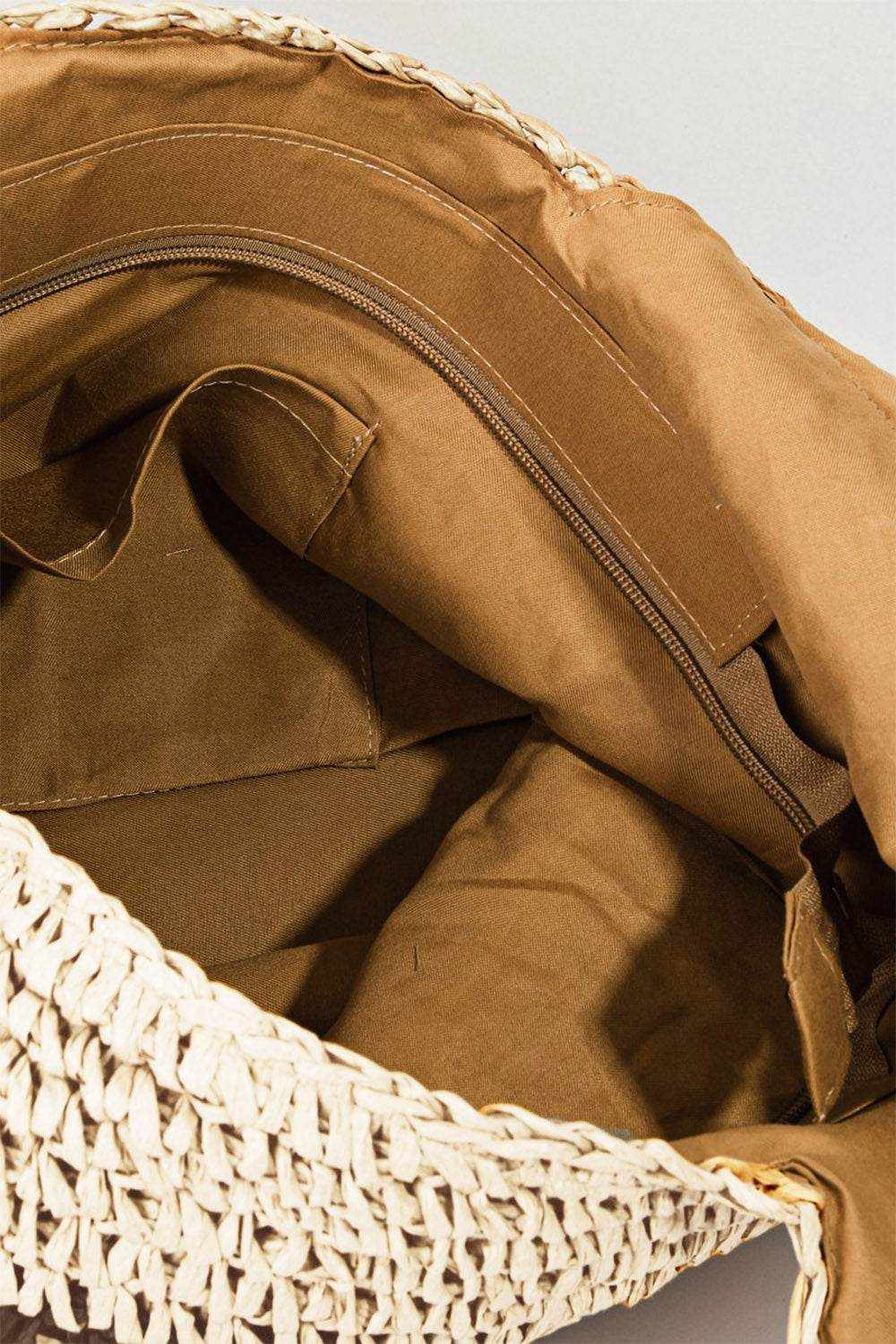 Fame Striped Straw Braided Tote Bag - Purcell's Clothing Company