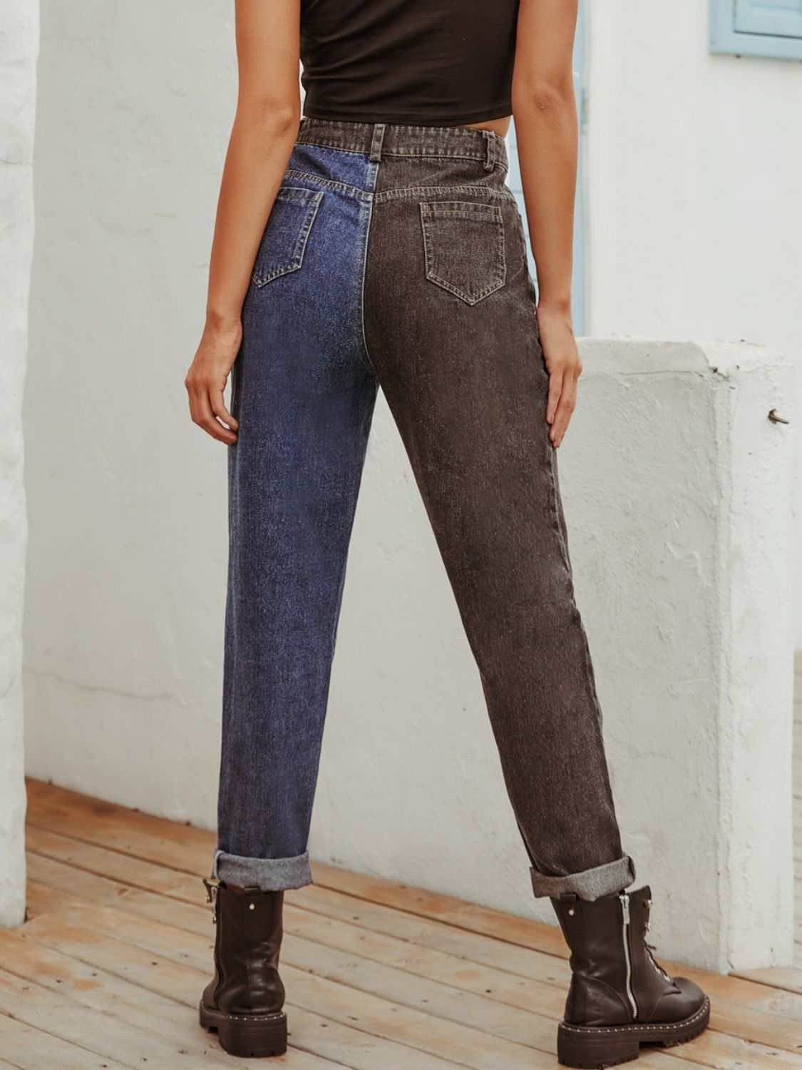 Two Tone Straight Leg Jeans - Purcell's Clothing Company