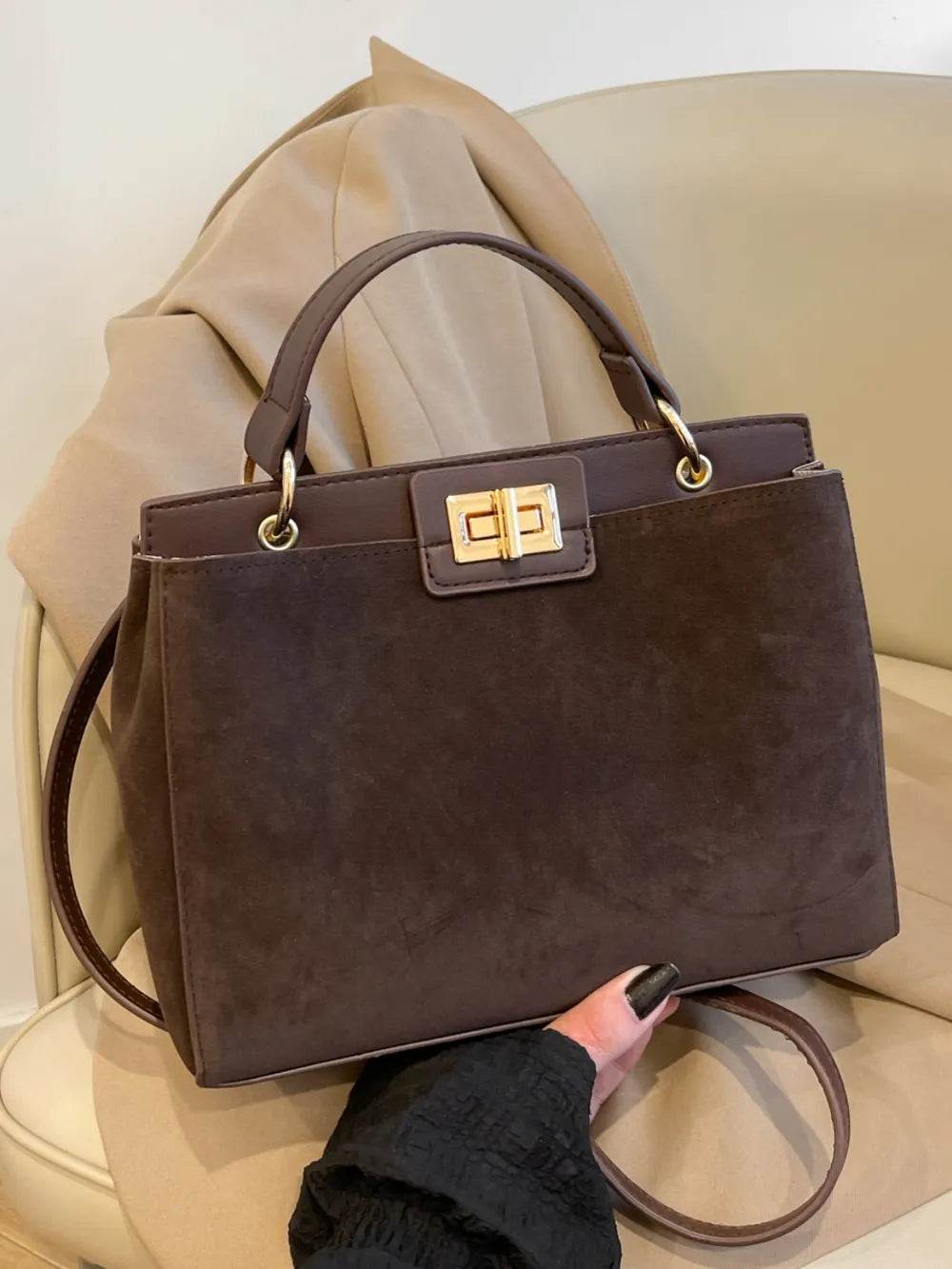 Solid Color Handbag with Removable Strap - Purcell's Clothing Company
