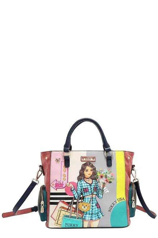 Nicole Lee USA Eco-Leather Handbag with Side Pockets - Purcell's Clothing Company