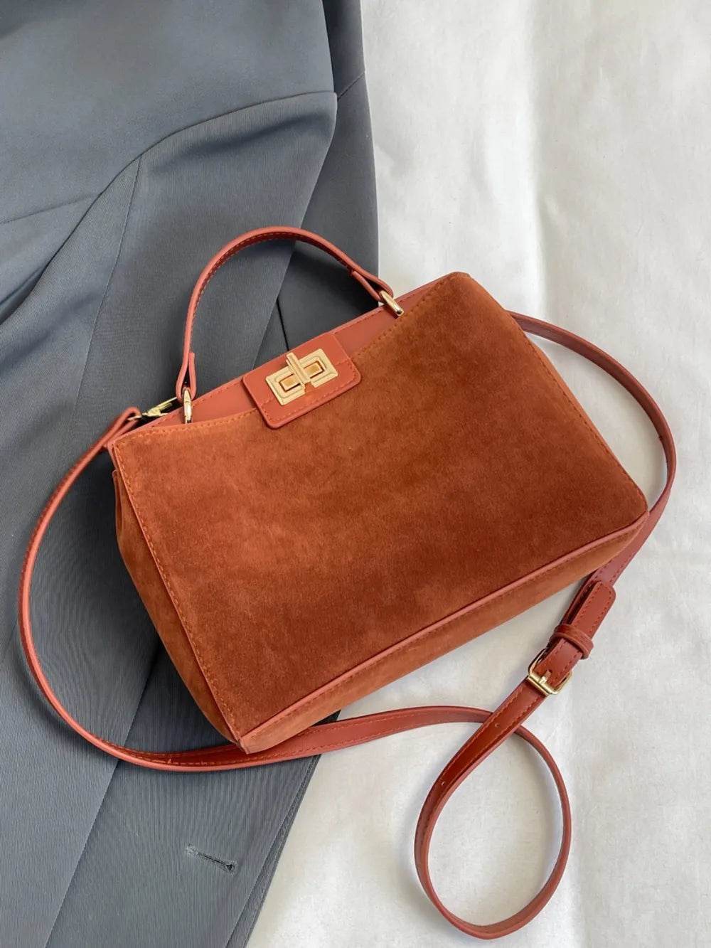 Solid Color Handbag with Removable Strap - Purcell's Clothing Company
