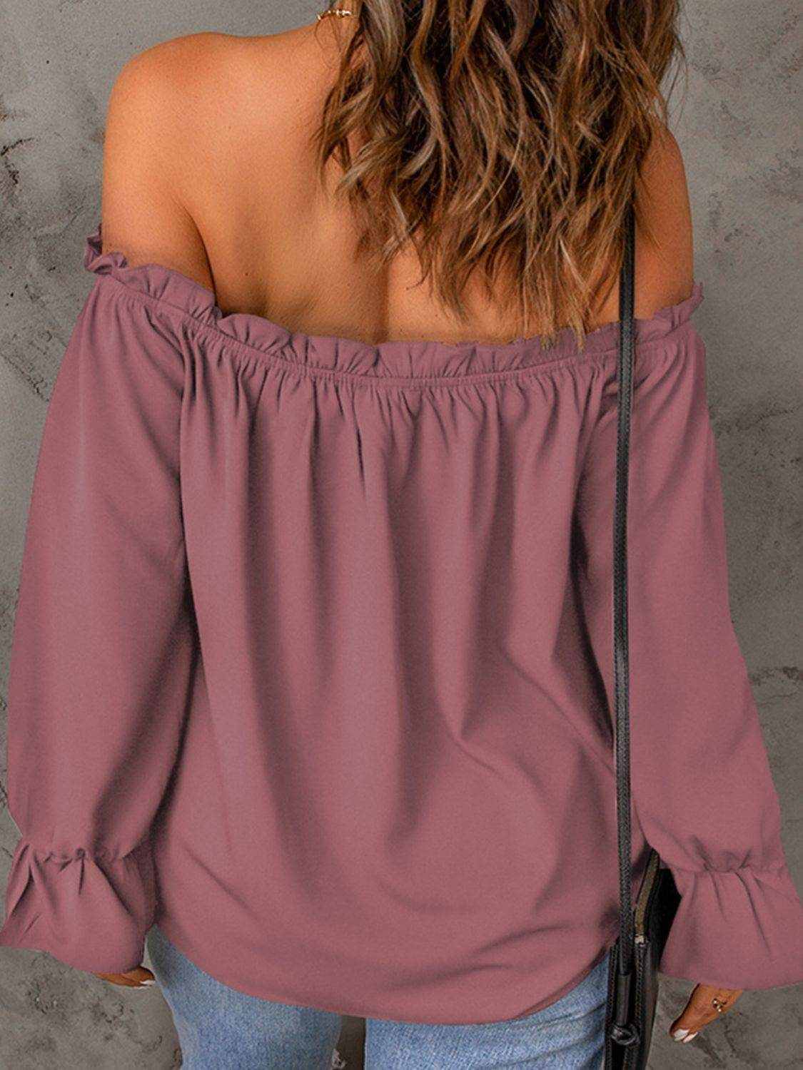 Off-Shoulder Flounce Sleeve Blouse - Purcell's Clothing Company