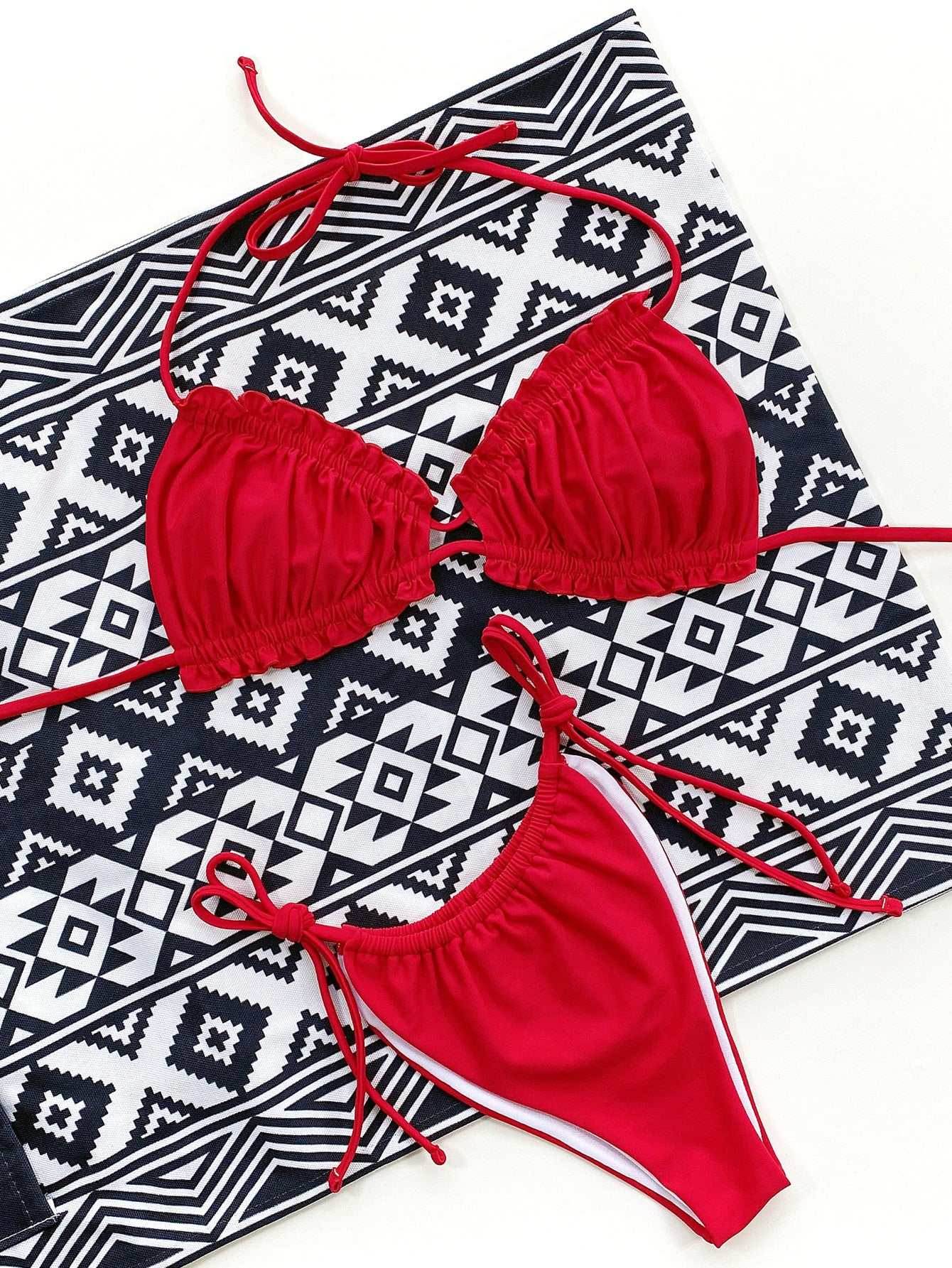 Frill Trill Halter Neck Bikini Set - Purcell's Clothing Company