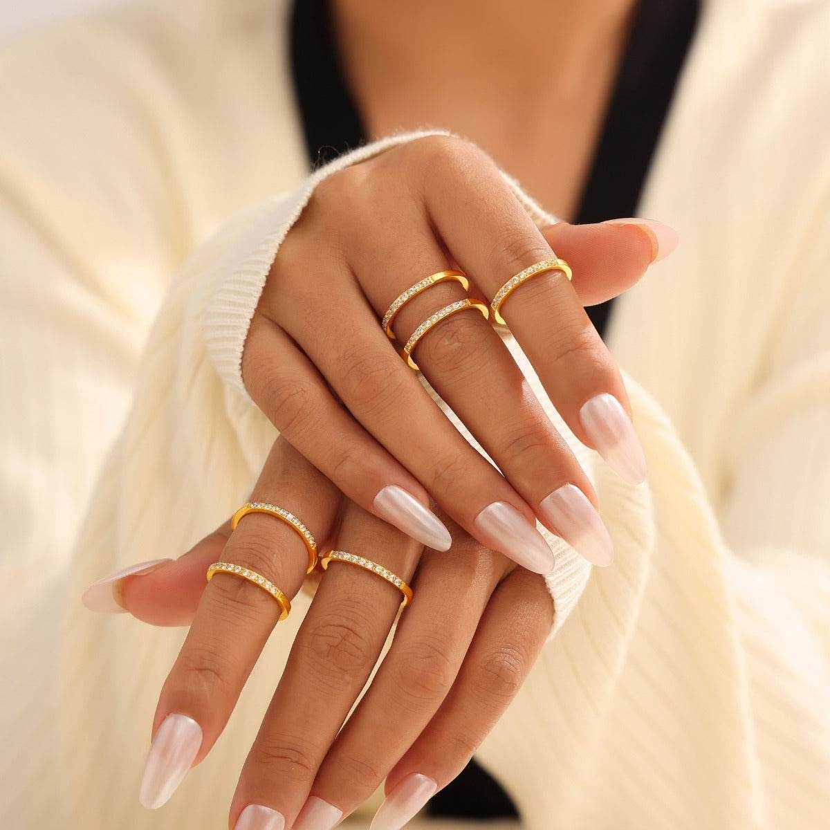 Titanium Steel Inlaid Zircon Ring - Purcell's Clothing Company