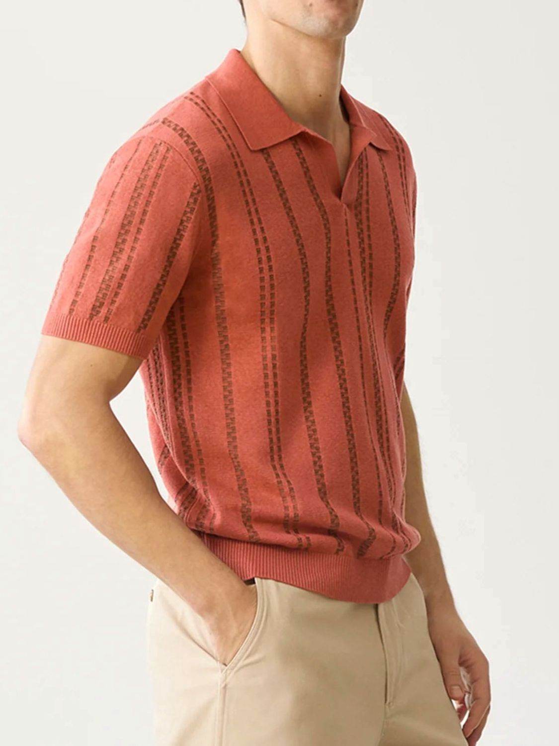 Striped Collared Neck Short Sleeve Polo - Purcell's Clothing Company