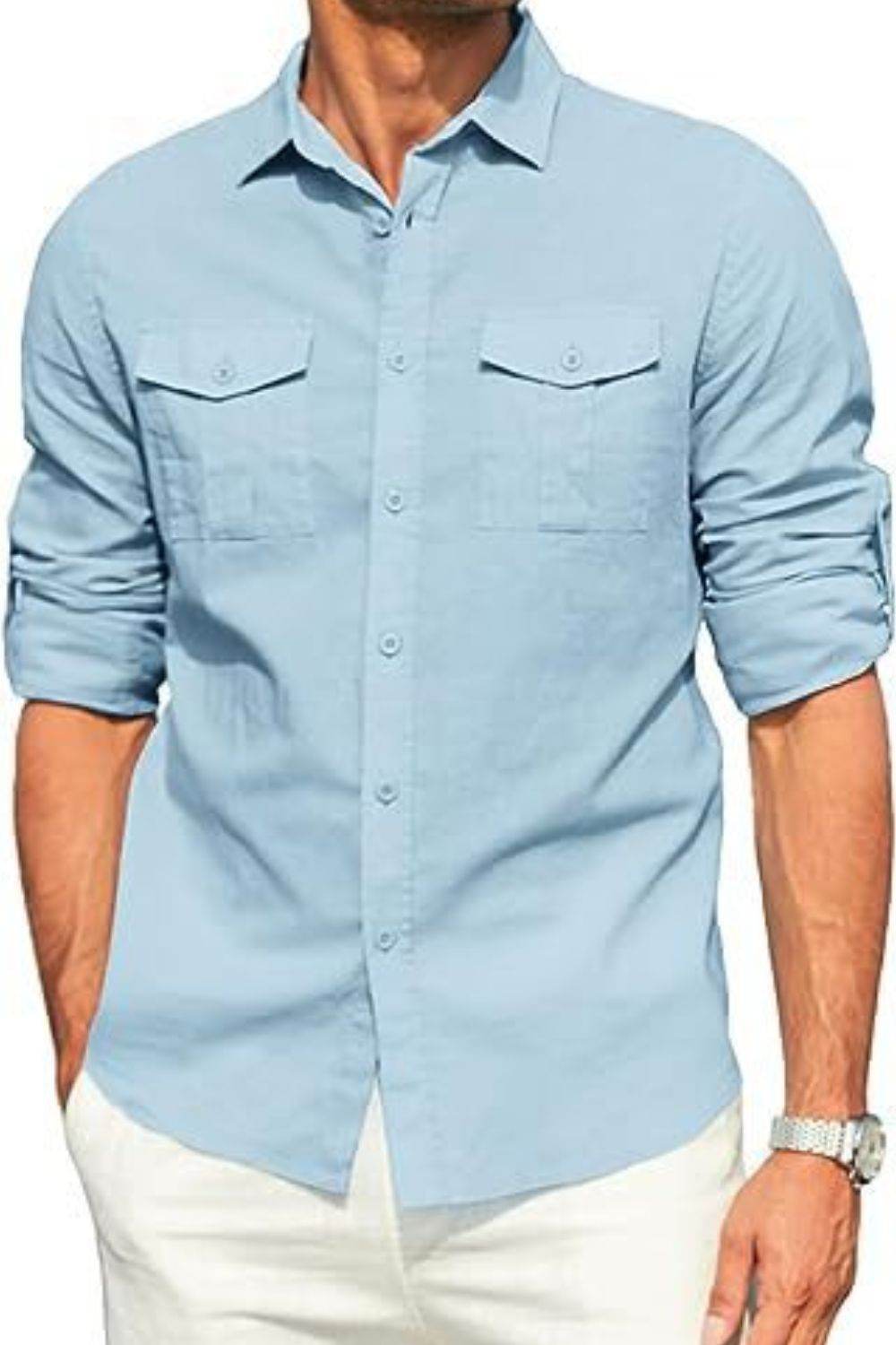 Button Down Collared Neck Long Sleeve Shirt - Purcell's Clothing Company