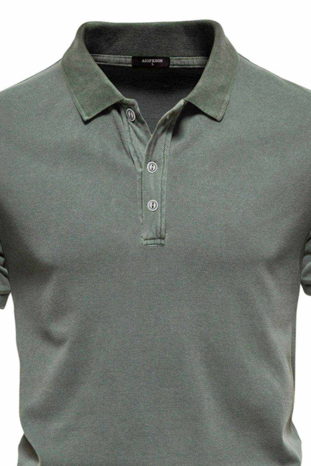 Collared Neck Button Detail Short Sleeve Polo - Purcell's Clothing Company
