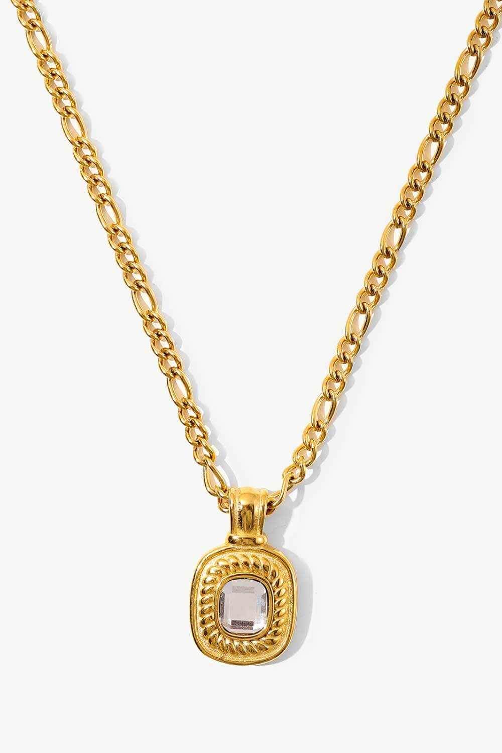 18K Gold Plated Inlaid Rhinestone Pendant Necklace - Purcell's Clothing Company