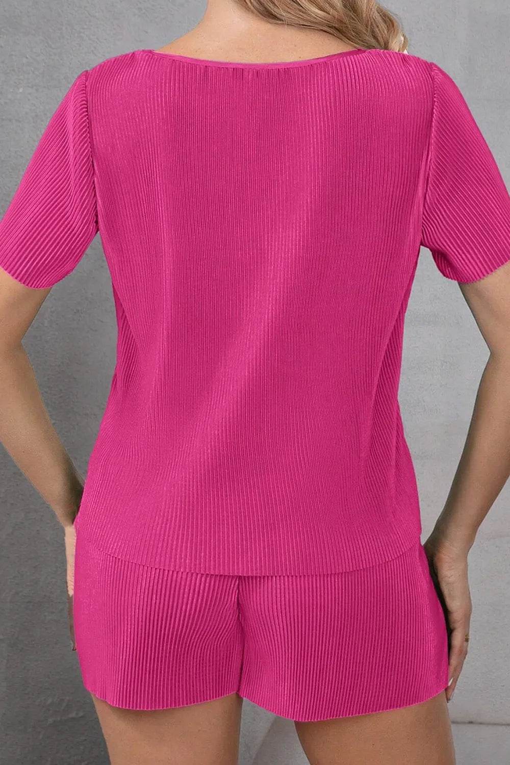 Round Neck Short Sleeve Top and Shorts Set - Purcell's Clothing Company