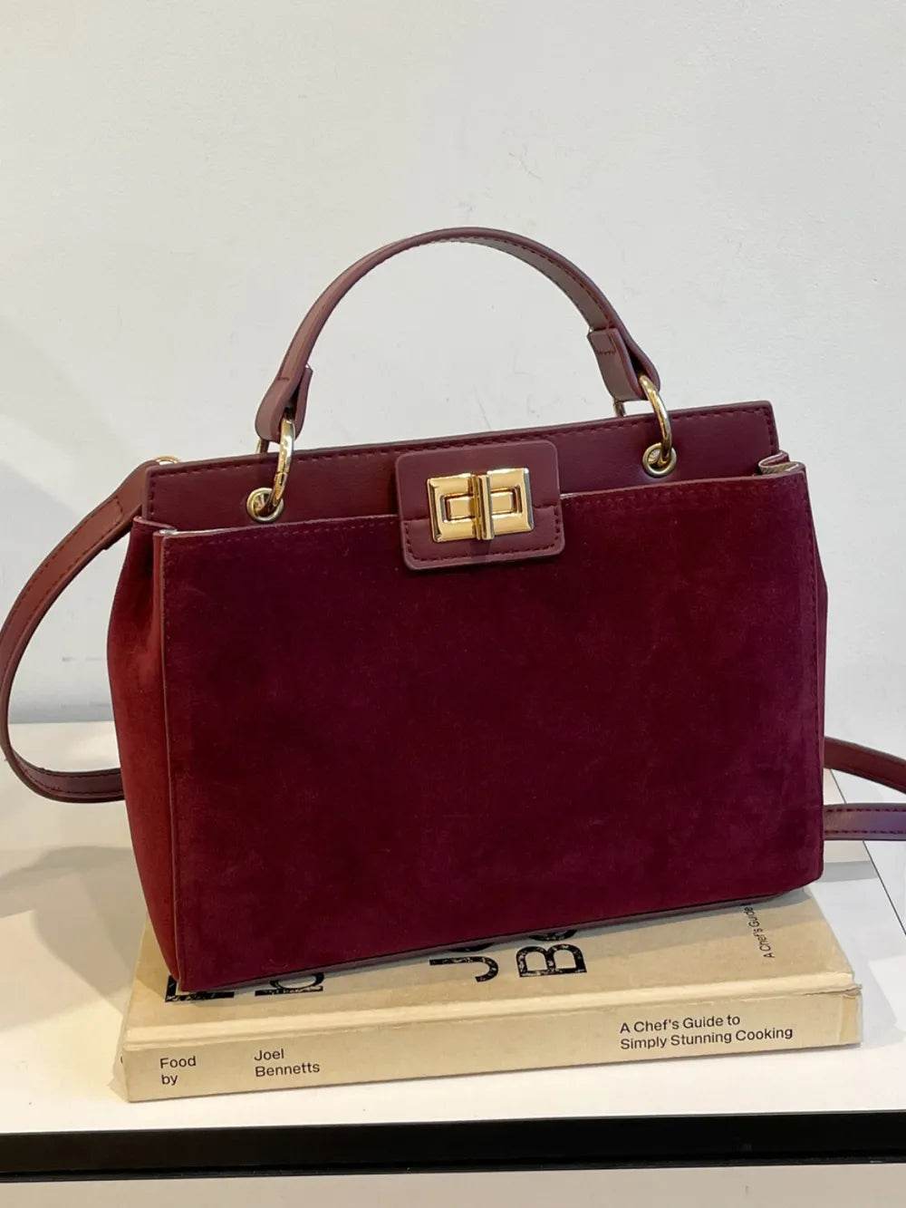 Solid Color Handbag with Removable Strap - Purcell's Clothing Company