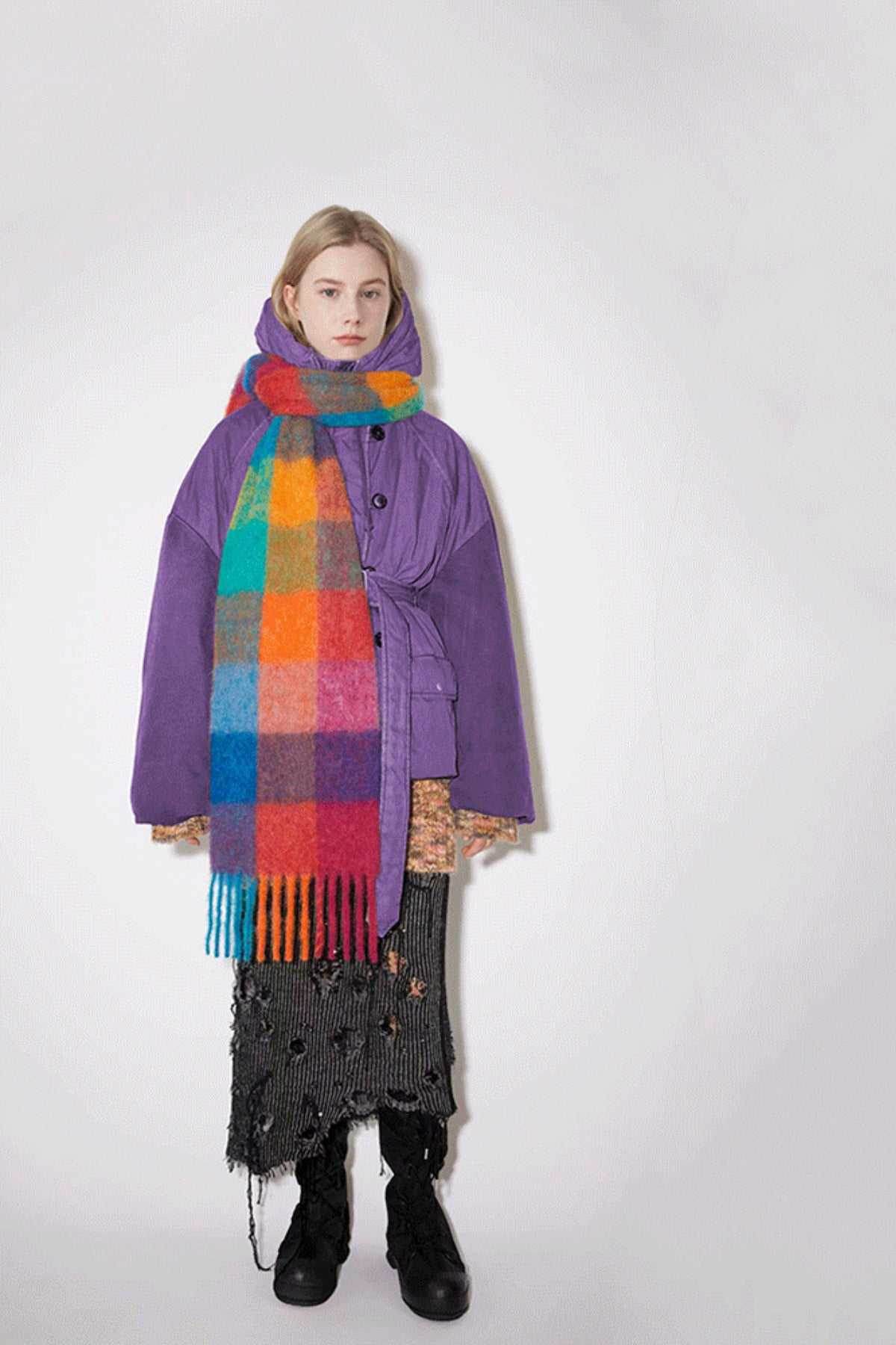 Thermal Fringe Contrast Plaid Scarf - Purcell's Clothing Company