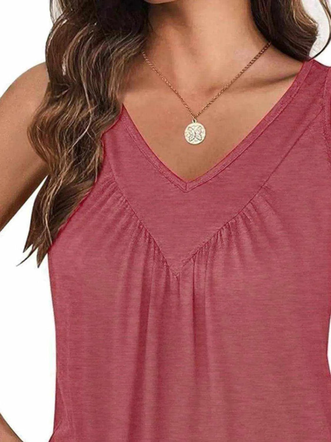 Ruched V-Neck Tank - Purcell's Clothing Company