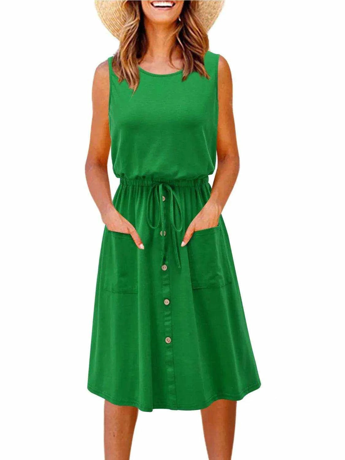 Full Size Round Neck Sleeveless Tank Dress Plus Size - Purcell's Clothing Company