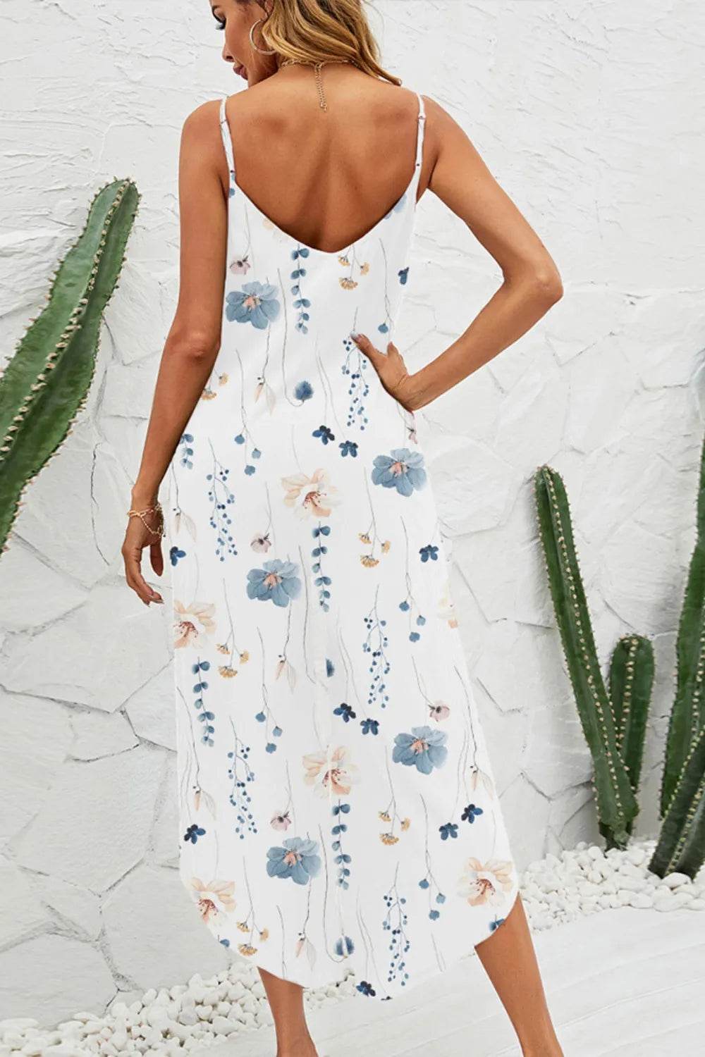 Shiny Printed Scoop Neck Wide Leg Jumpsuit - Purcell's Clothing Company