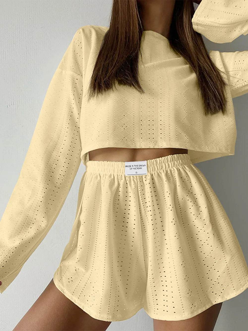Eyelet Round Neck Top and Shorts Set - Purcell's Clothing Company