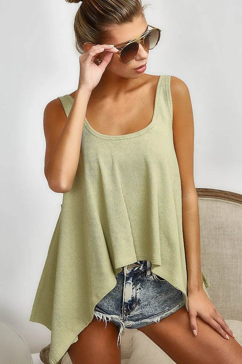 BiBi High and Low Flare Knit Tank Top - Purcell's Clothing Company