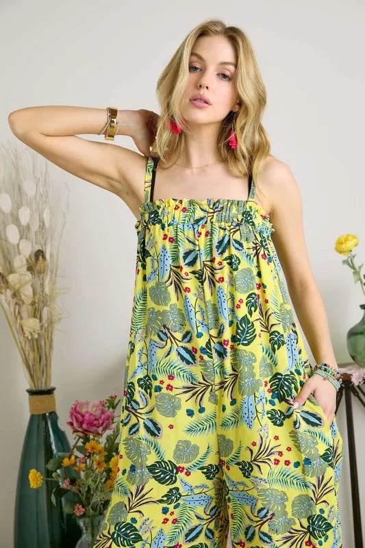 ADORA Elastic Detail Tropical Jumpsuit - Purcell's Clothing Company