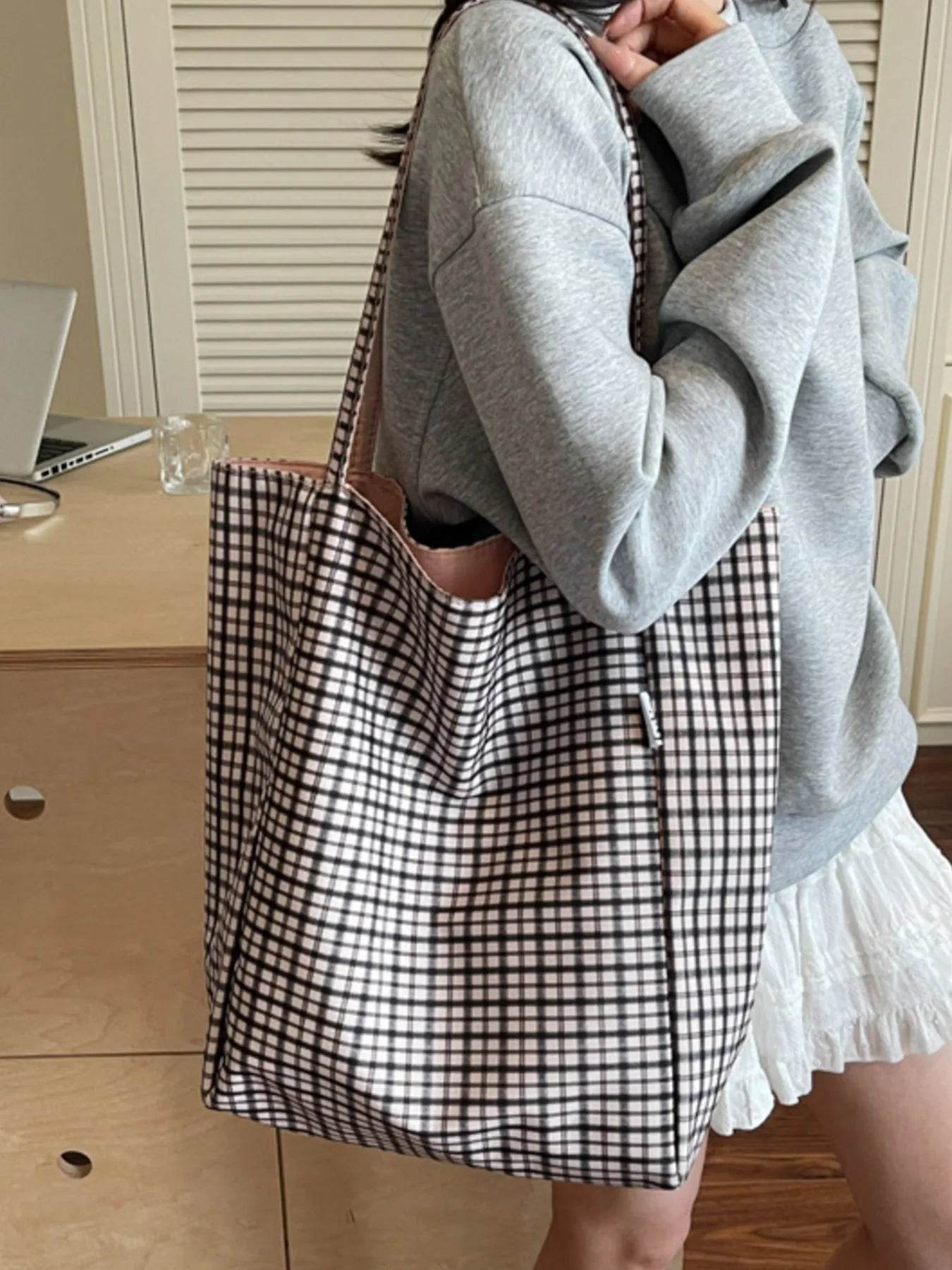 Plaid Pattern Tote Bag - Purcell's Clothing Company