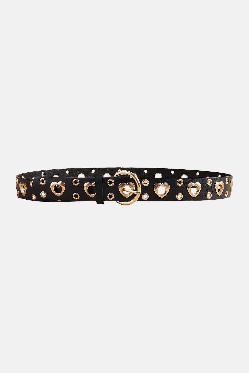 Heart Shape Alloy Detail PU Leather Belt - Purcell's Clothing Company