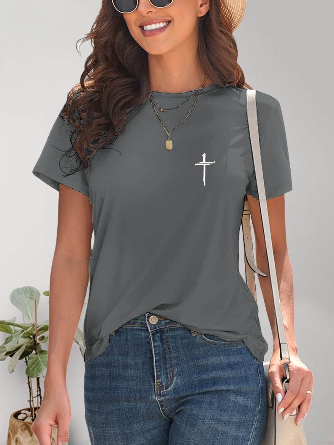 Cross Graphic Round Neck T-Shirt - Purcell's Clothing Company