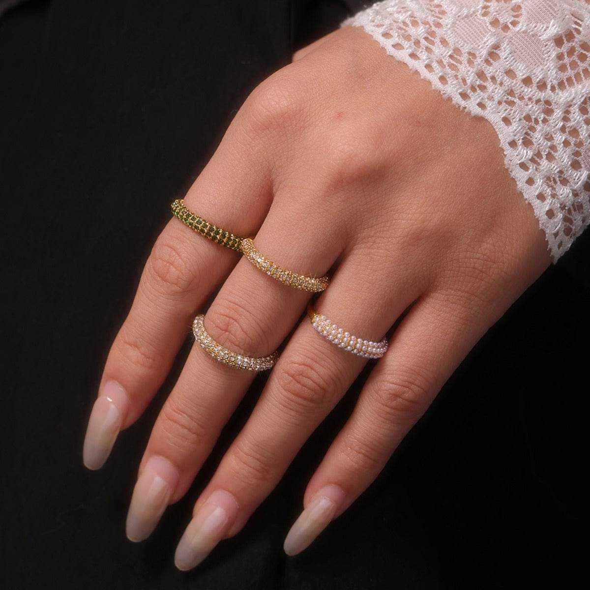 18K Gold-Plated Inlaid Zircon Ring - Purcell's Clothing Company