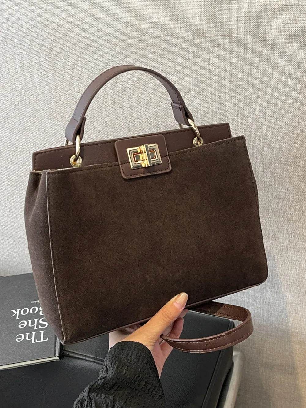 Solid Color Handbag with Removable Strap - Purcell's Clothing Company