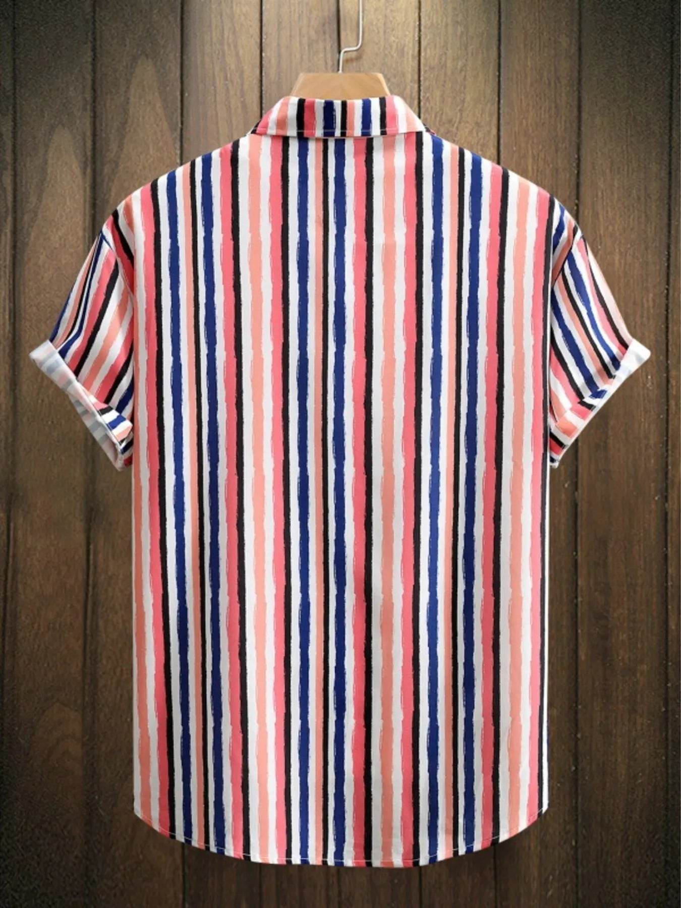 Men's Striped Button Up Short Sleeve Shirt - Purcell's Clothing Company