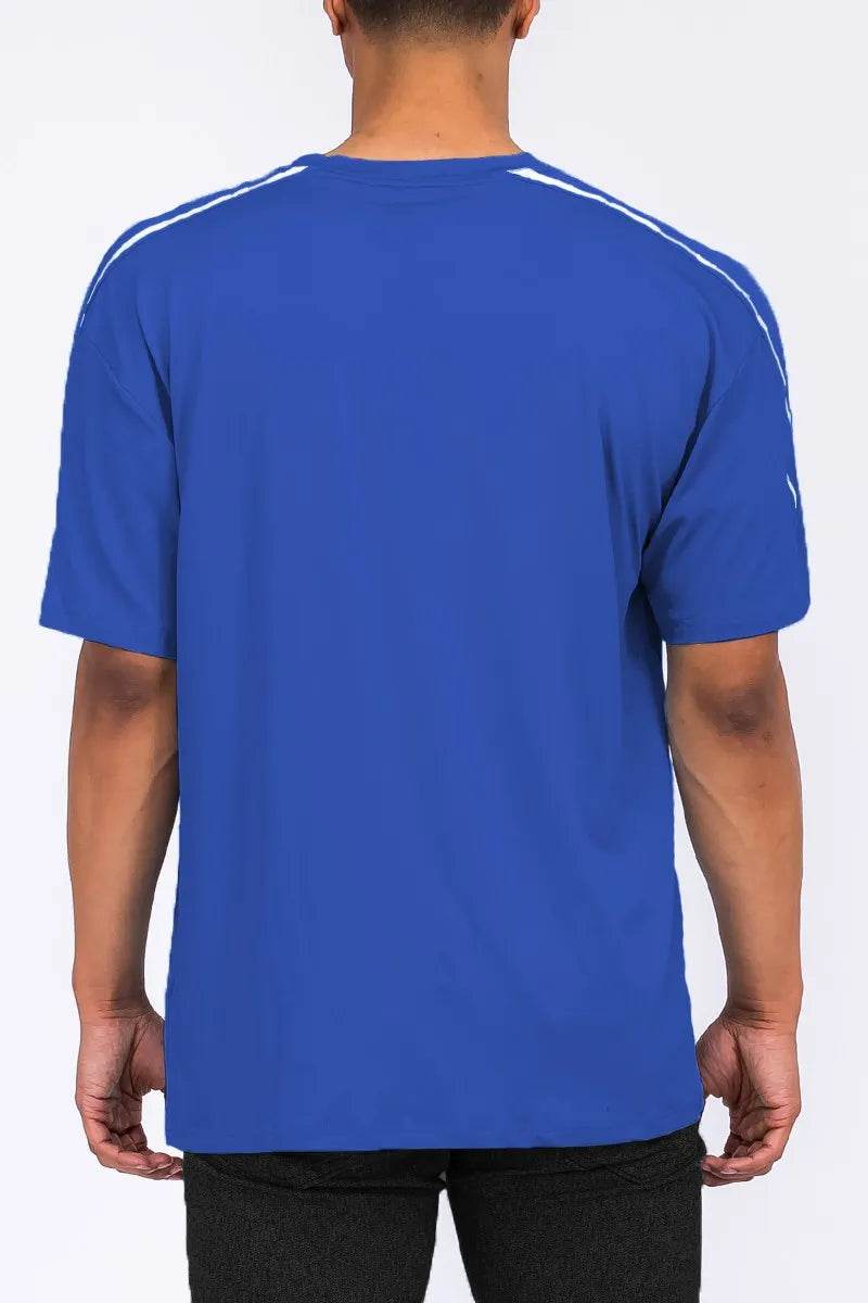 WEIV Men's Full Size Round Neck Tape Stripe T-shirt Plus Size - Purcell's Clothing Company