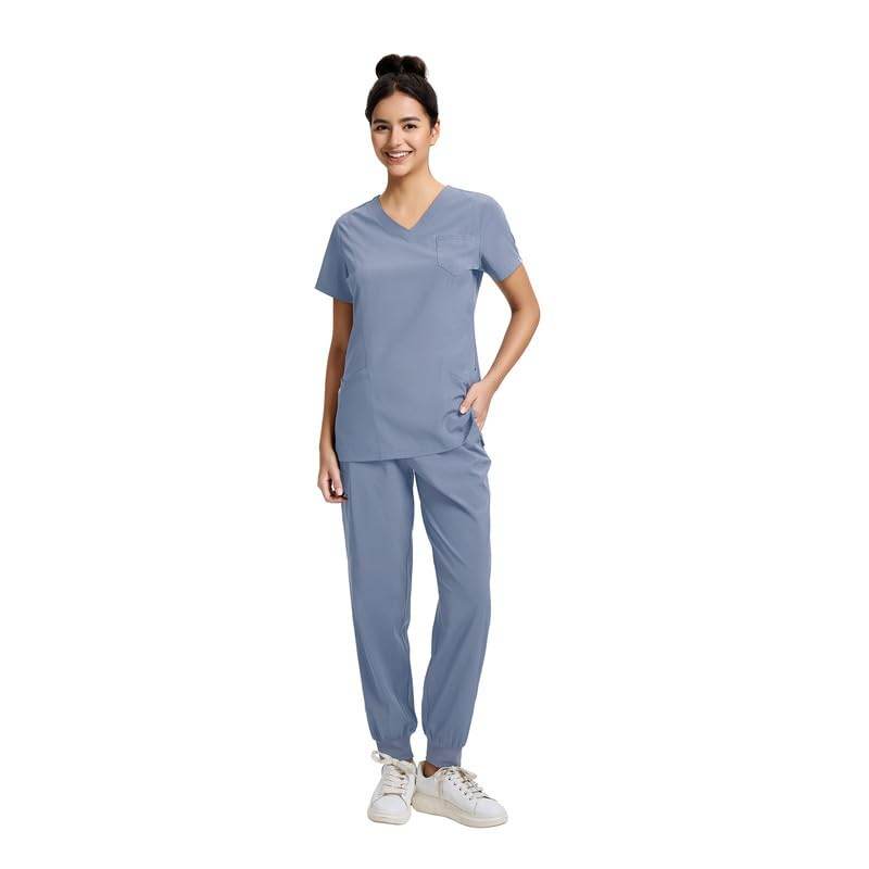 Yoga Waistband Scrub Set W/ V-Neck Top - Purcell's Clothing Company