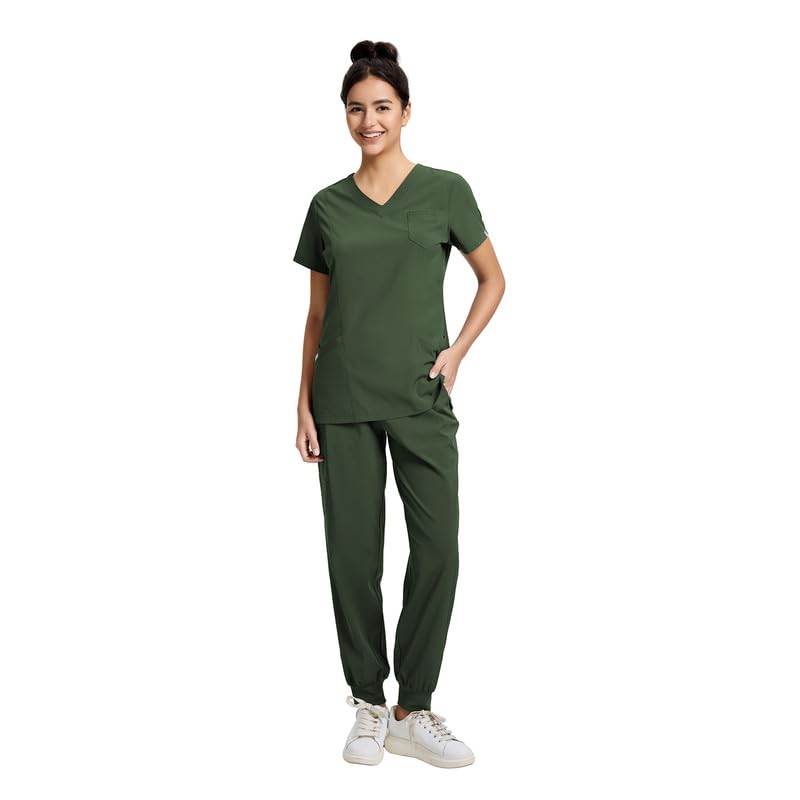 Yoga Waistband Scrub Set W/ V-Neck Top - Purcell's Clothing Company
