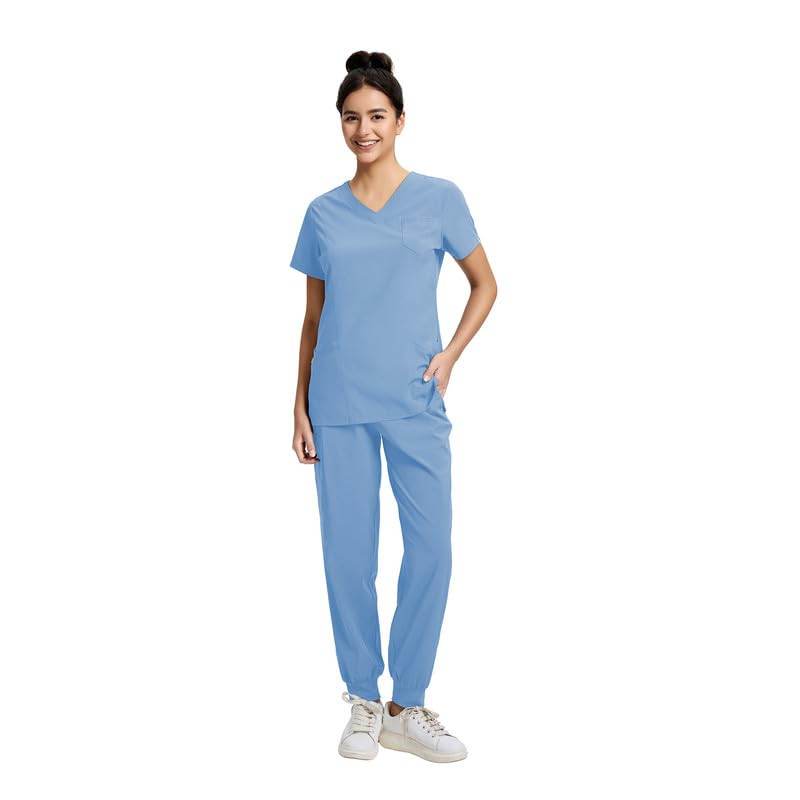 Yoga Waistband Scrub Set W/ V-Neck Top - Purcell's Clothing Company