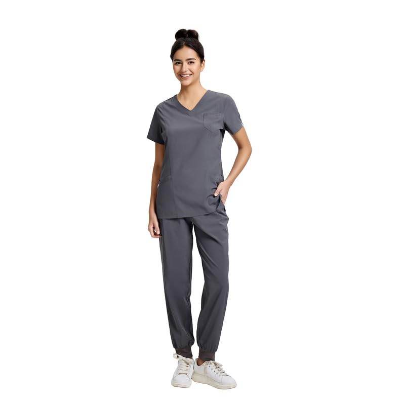 Yoga Waistband Scrub Set W/ V-Neck Top - Purcell's Clothing Company