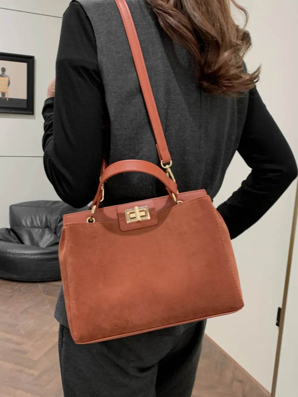 Solid Color Handbag with Removable Strap - Purcell's Clothing Company