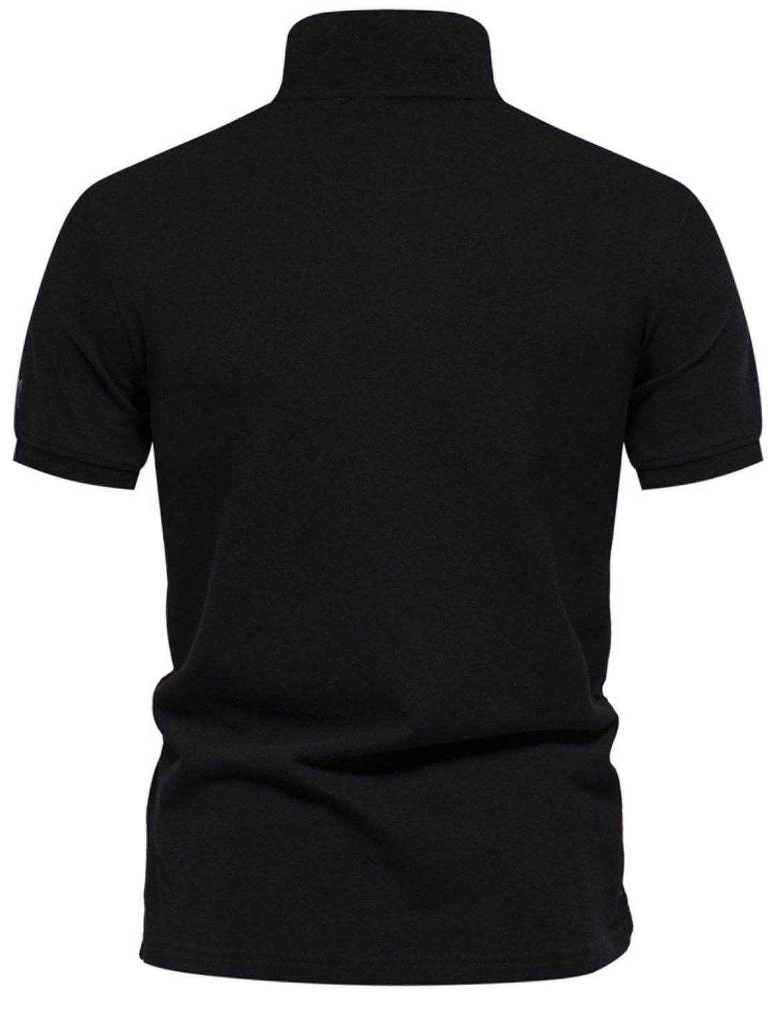 Collared Neck Geometric Embroidered Polo - Purcell's Clothing Company