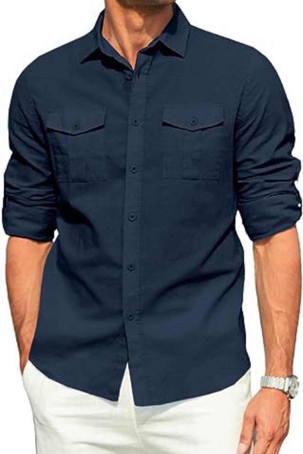Button Down Collared Neck Long Sleeve Shirt - Purcell's Clothing Company