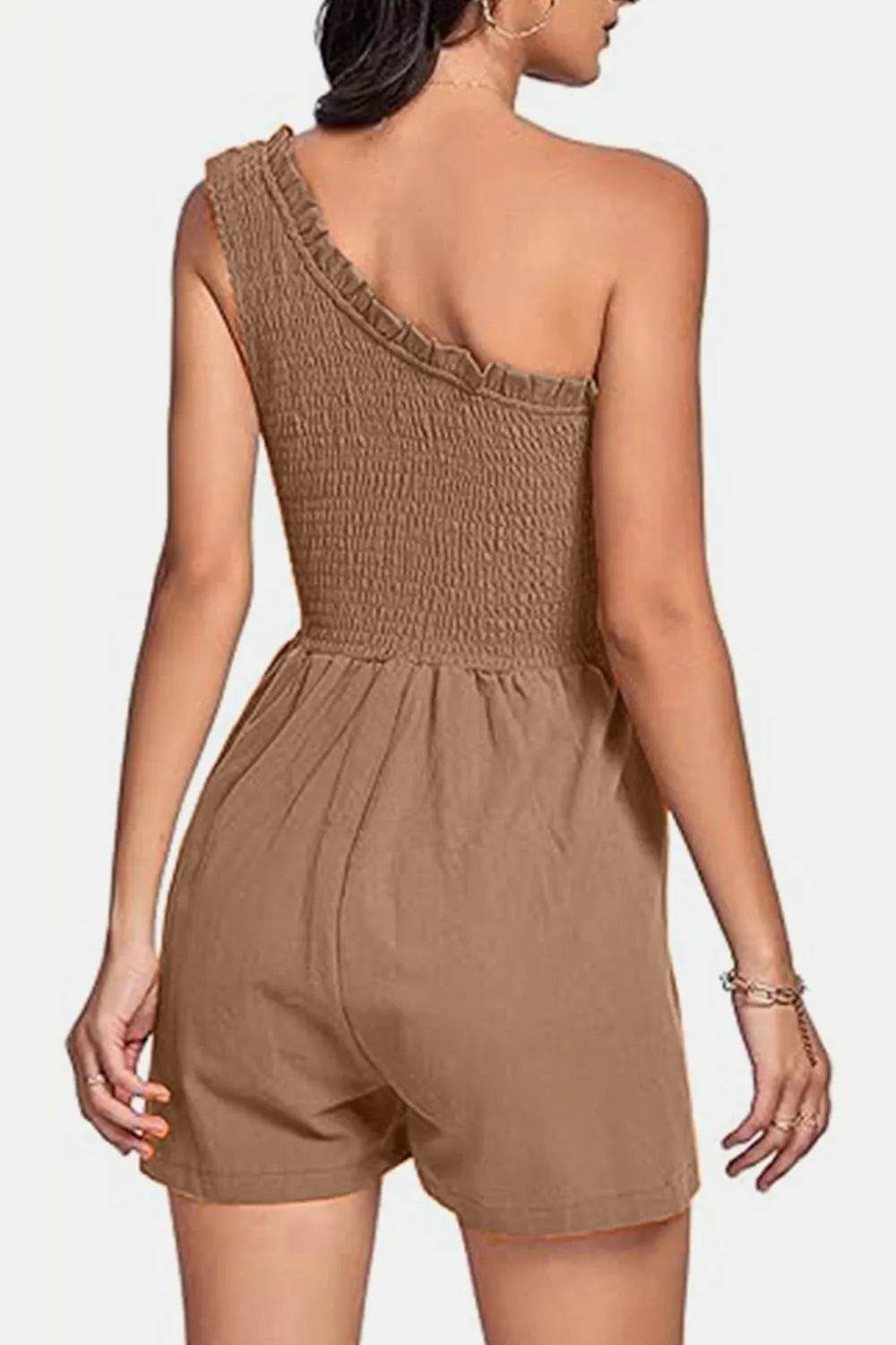 Smocked Single Shoulder Romper - Purcell's Clothing Company