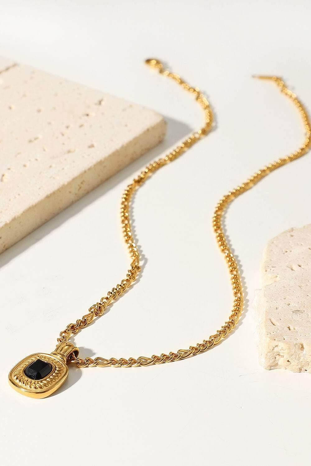 18K Gold Plated Inlaid Rhinestone Pendant Necklace - Purcell's Clothing Company