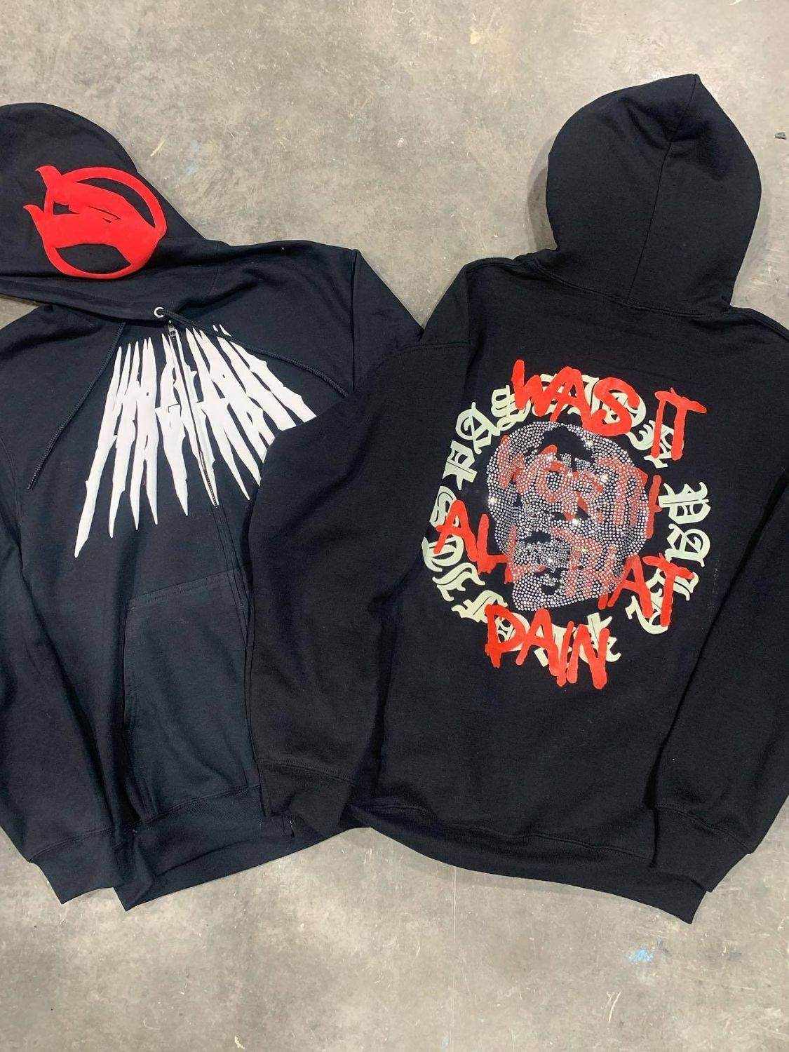 Men's Rhinestone Letter Zip Up Hoodie - Purcell's Clothing Company