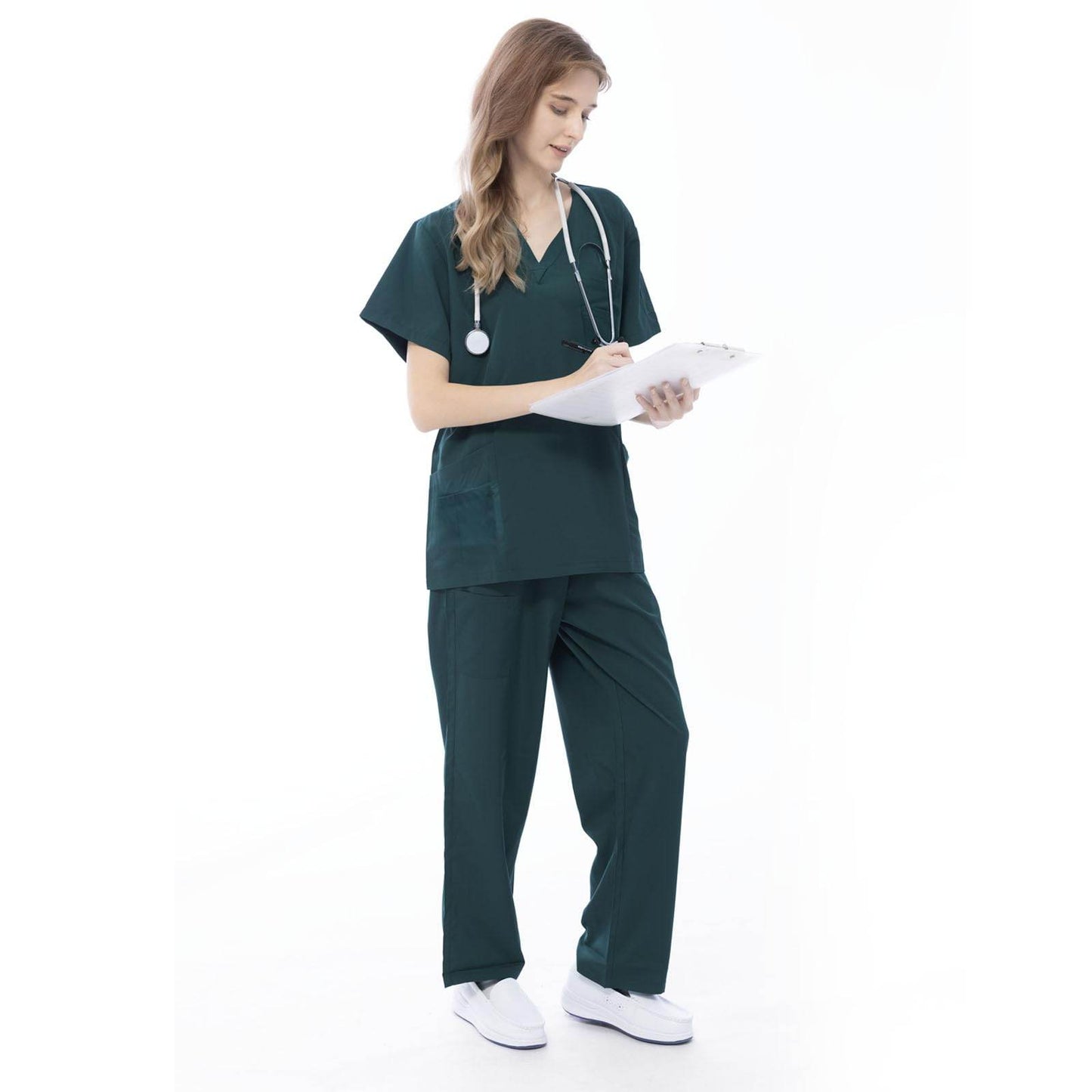 VICOGARD Scrub Set Stretch V-Neck Top & Straight Leg Pants - Purcell's Clothing Company