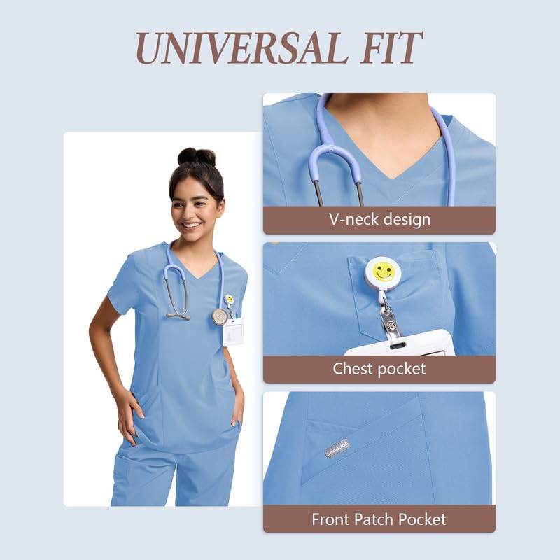 Yoga Waistband Scrub Set W/ V-Neck Top - Purcell's Clothing Company