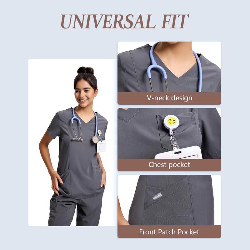 Yoga Waistband Scrub Set W/ V-Neck Top - Purcell's Clothing Company