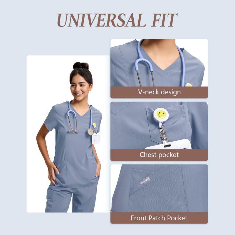 Yoga Waistband Scrub Set W/ V-Neck Top - Purcell's Clothing Company