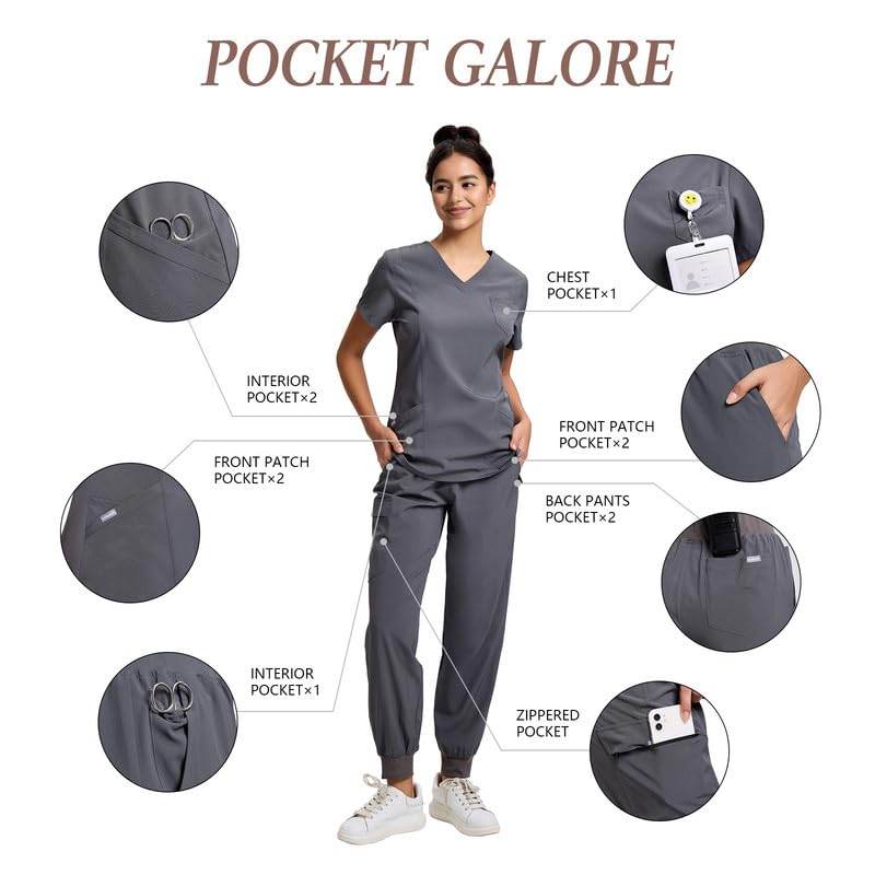 Yoga Waistband Scrub Set W/ V-Neck Top - Purcell's Clothing Company