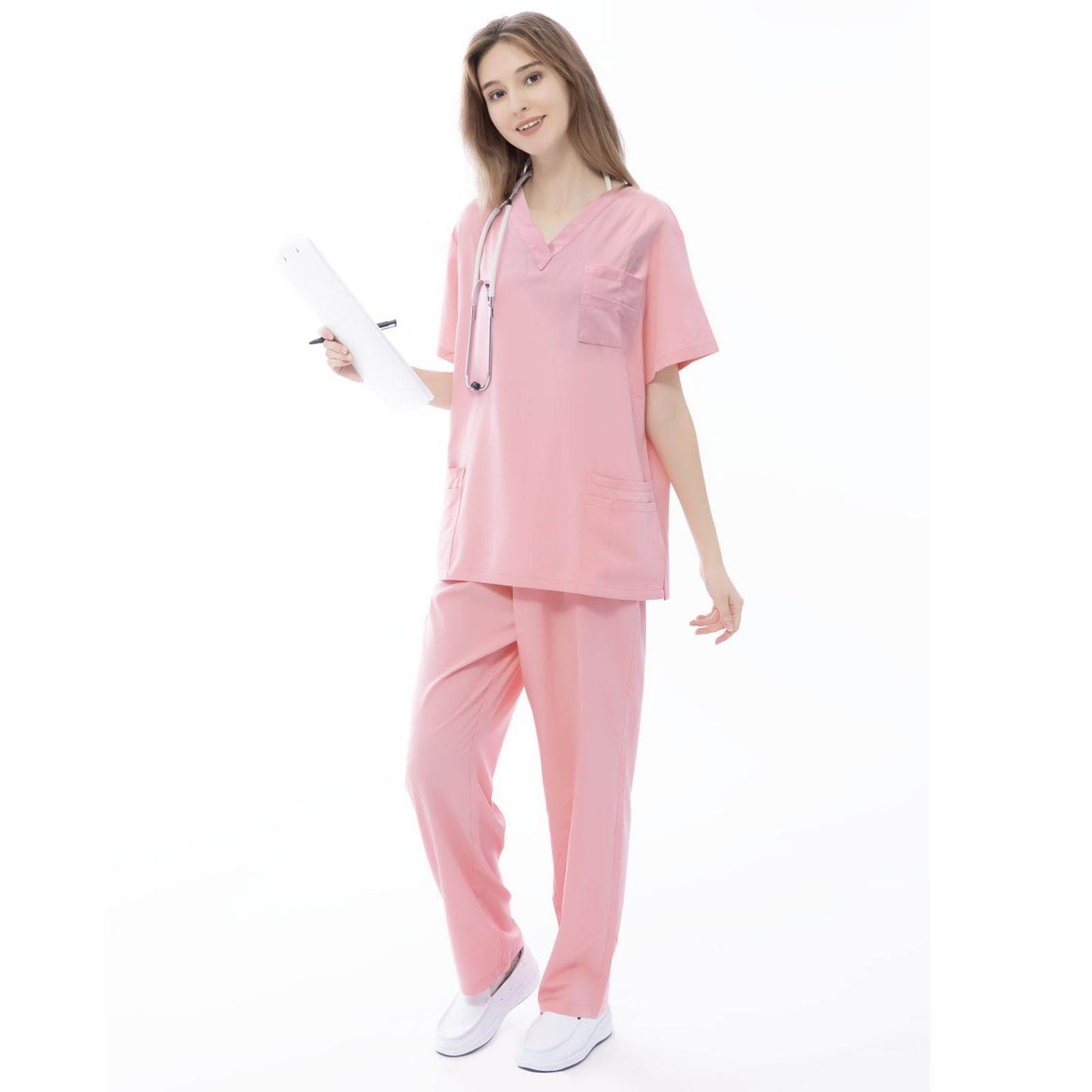 VICOGARD Scrub Set Stretch V-Neck Top & Straight Leg Pants - Purcell's Clothing Company